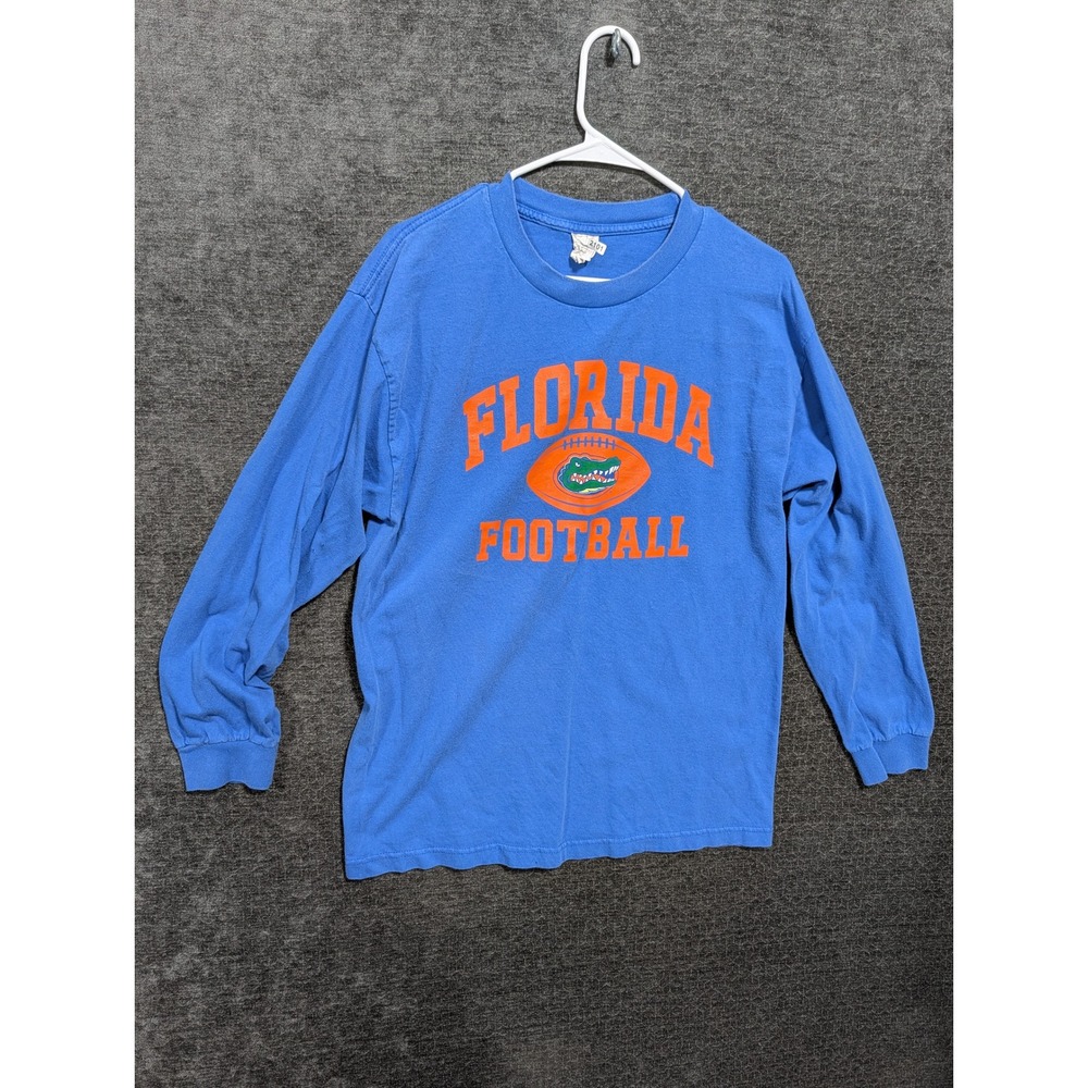 Florida Gators Football Long Sleeve T-Shirt Blue Orange Graphic Mens Medium